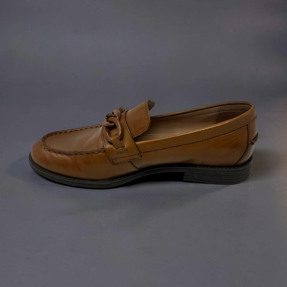 Cole Haan Women's Stassi Chain Loafer Pecan Brown Leather Slip On Flats Size 6B - Picture 4 of 13